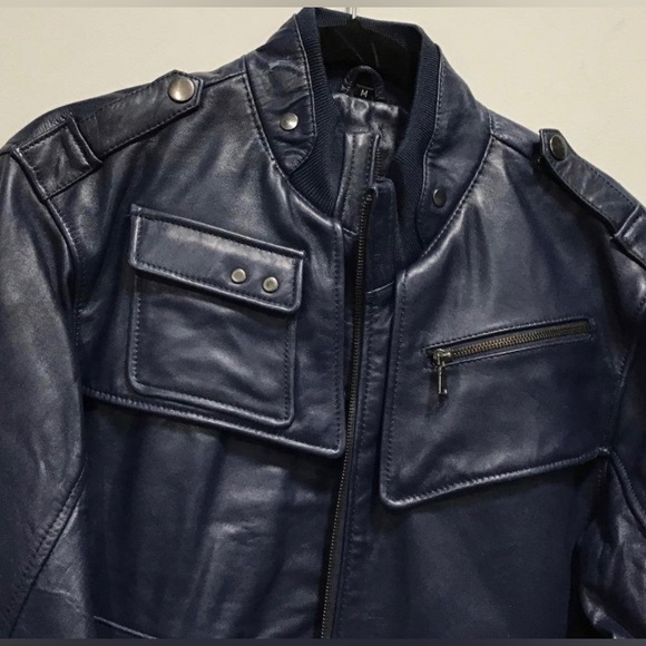 Mens Blue Knoles & Carter Lambskin Jacket Size Medium NWT - Picture 1 of 5